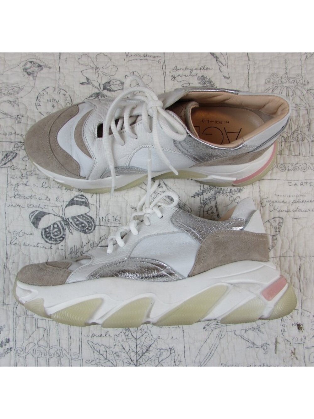 EUC $495 AGL Shoes Womens  Chunky Platform Sneakers  Heel Leather 9.5 10
